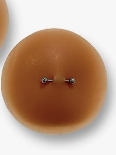 Nipple Cover with Fake Nipple Piercing, Reusable Adhesive Silicone Nipple Pasties with Attached Nipple Piercing Jewelry