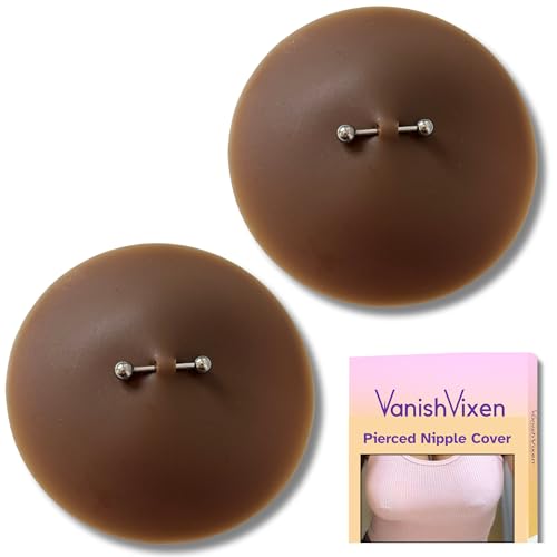 Silicone Nipple Covers with Piercing, Waterproof, Reusable Pasties with Fake Piercing Sexy Adult Prank