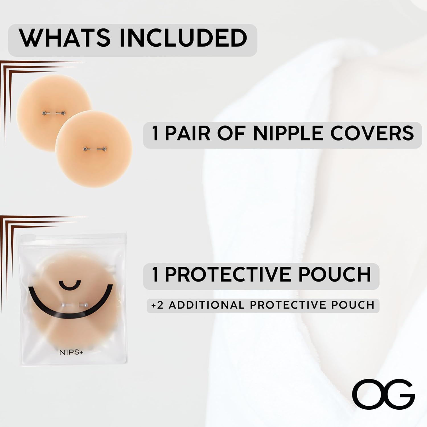 Nipple Cover with Fake Nipple Piercing, Reusable Adhesive Silicone Nipple Pasties with Attached Nipple Piercing Jewelry