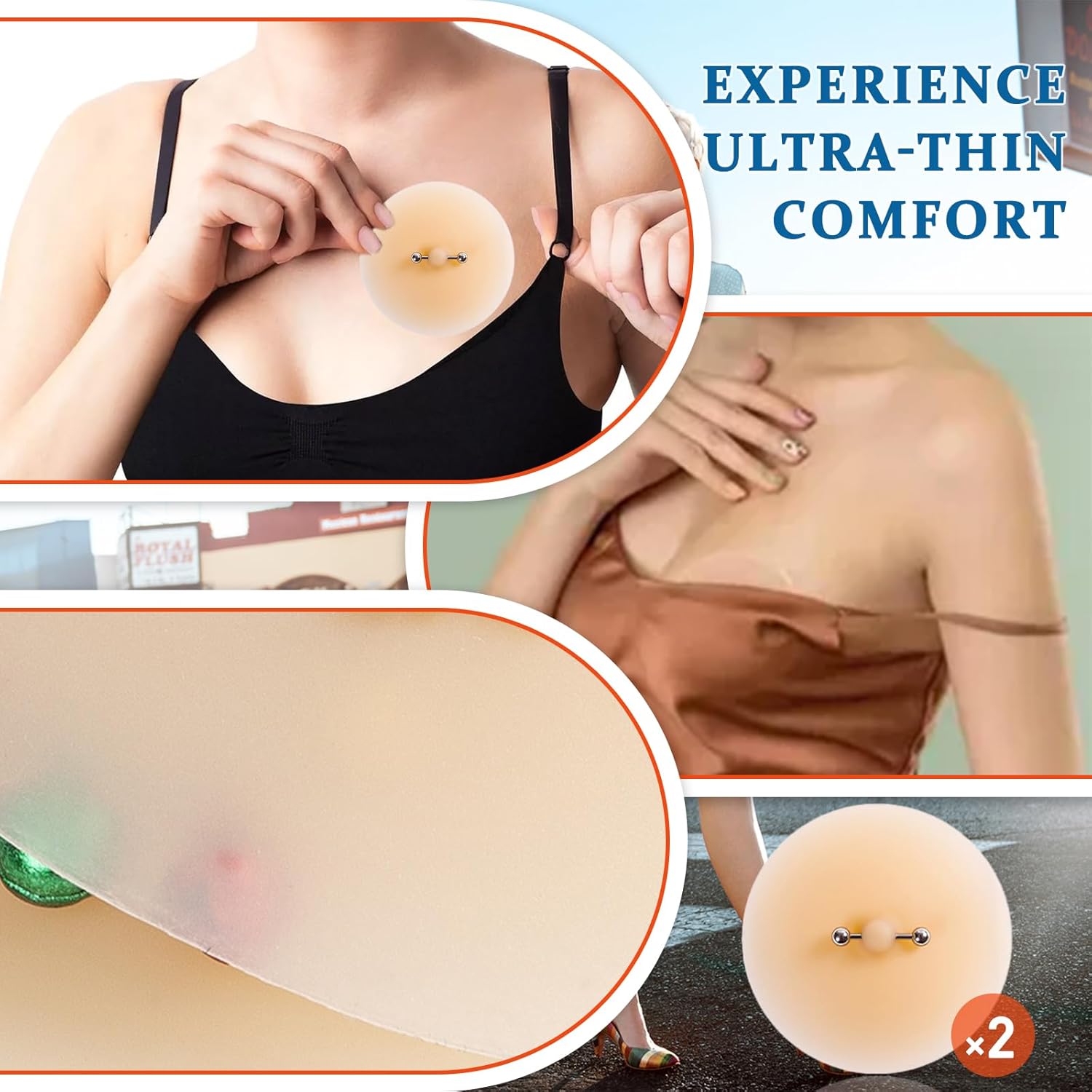 2 Pcs Silicone Nipple Cover with Piercing, Waterproof, Reusable Pasties