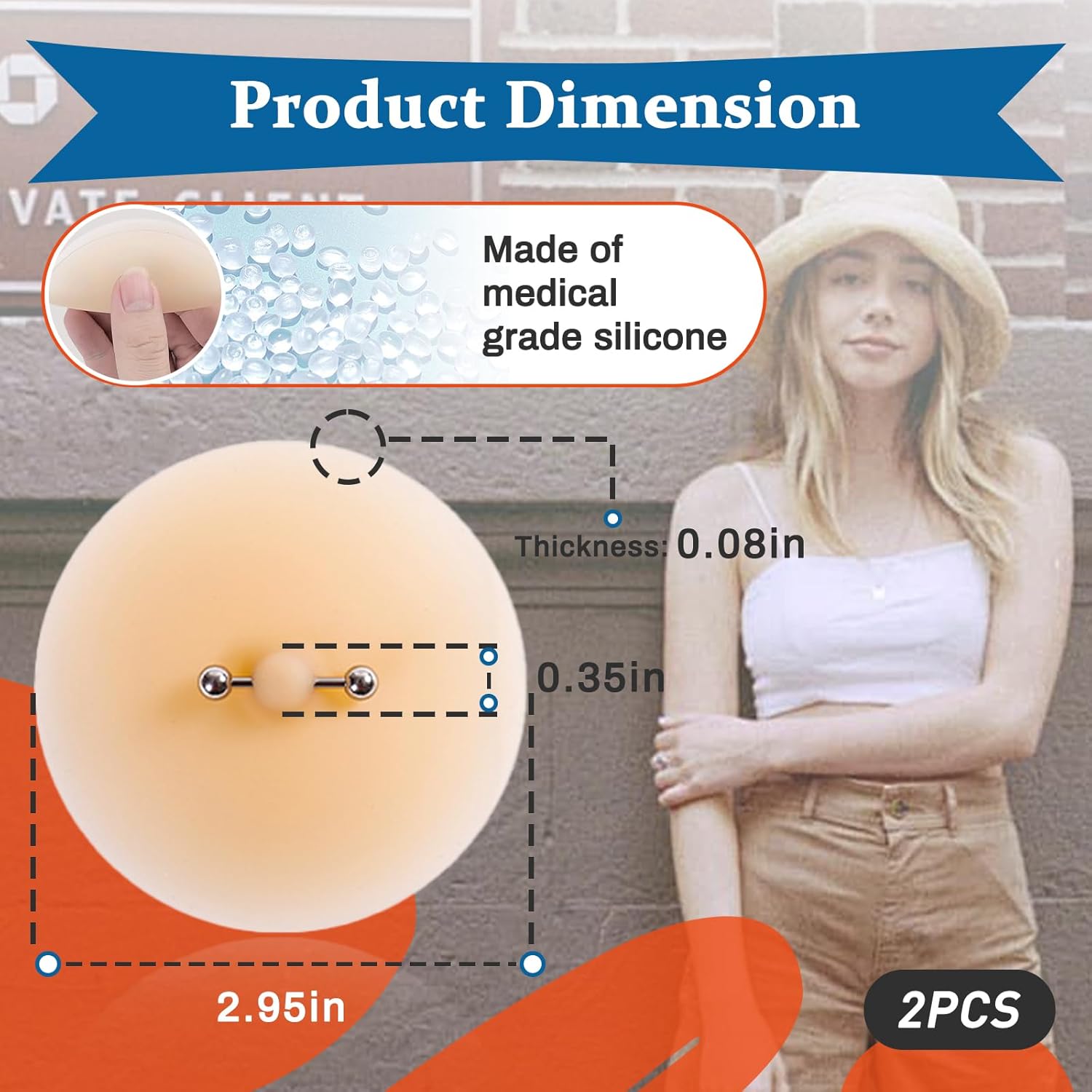 2 Pcs Silicone Nipple Cover with Piercing, Waterproof, Reusable Pasties