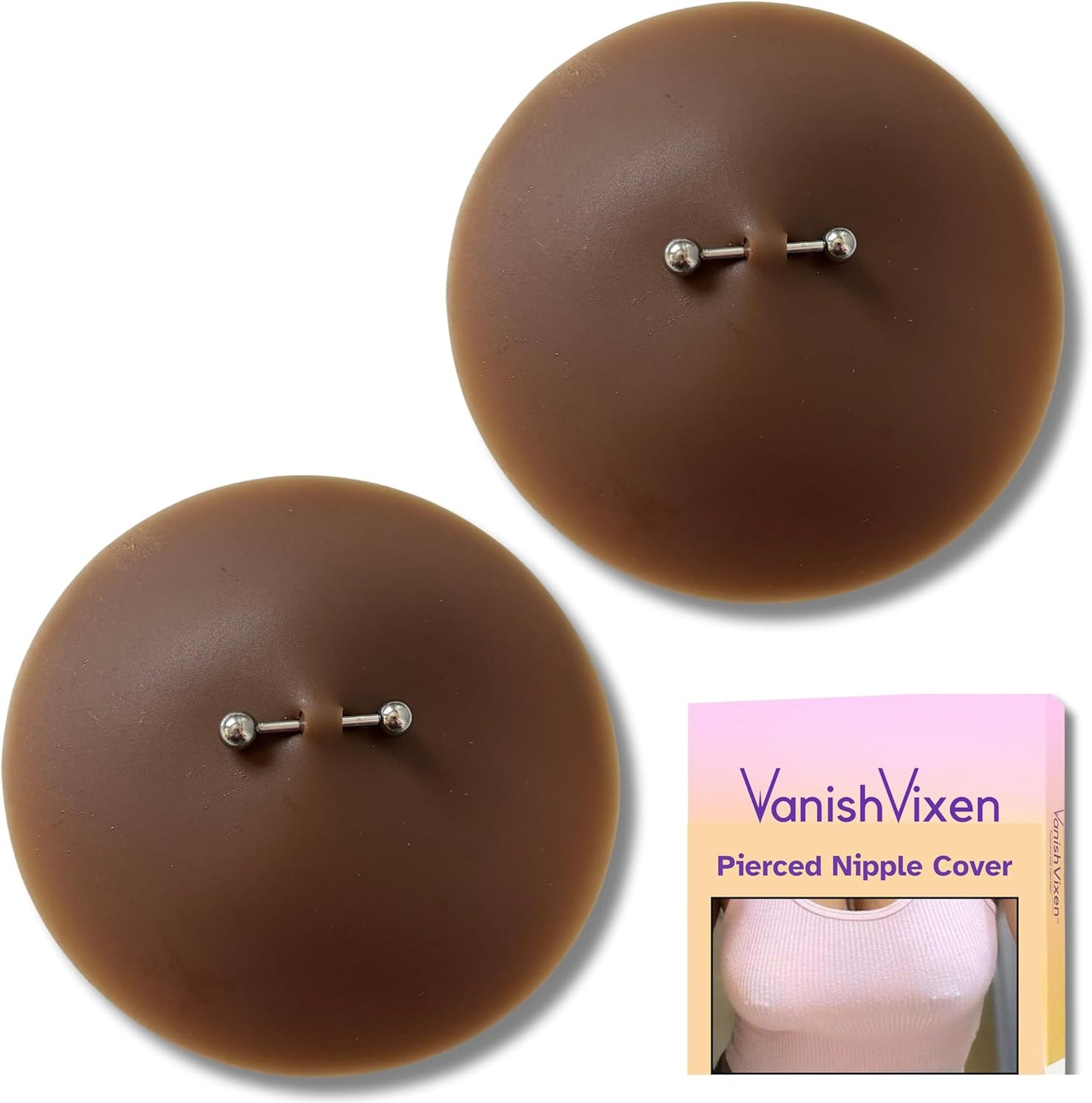 Silicone Nipple Covers with Piercing, Waterproof, Reusable Pasties with Fake Piercing Sexy Adult Prank