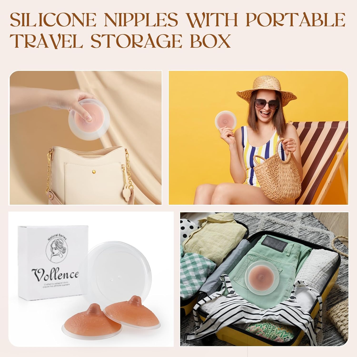 Vollence Realistic Adhesive Silicone Nipples Cover Diameter 8cm Reusable Attachable Self Adhesive Silicone Nipple - Bronze